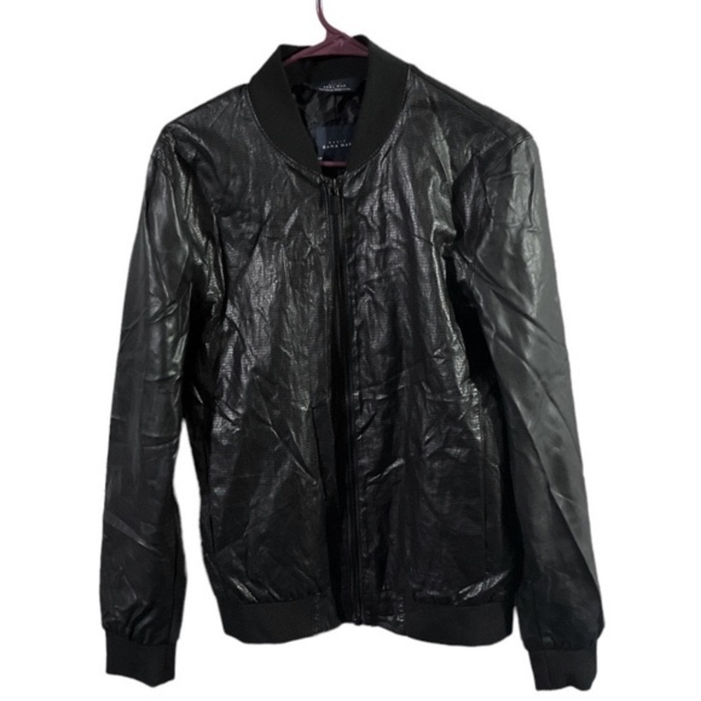 NWOT Zara Shiny Bomber Leather Jacket